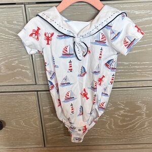 Sailor Style Kids Bodysuit with Nautical Print
